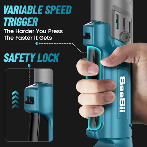 1/2" Cordless Electric Ratchet Wrench, 66Ft-lbs Battery Ratchet Wrench 21V Max, Brushless Motor, Variable Speed Trigger, 2x 2.0Ah Batteries & Charger, 8 Sockets, 1/4" & 3/8" Adapter, 3" Extension Bar