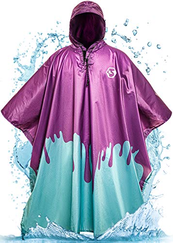 Foxelli Hooded Rain Poncho – Waterproof Emergency Military Ponchos for Adults