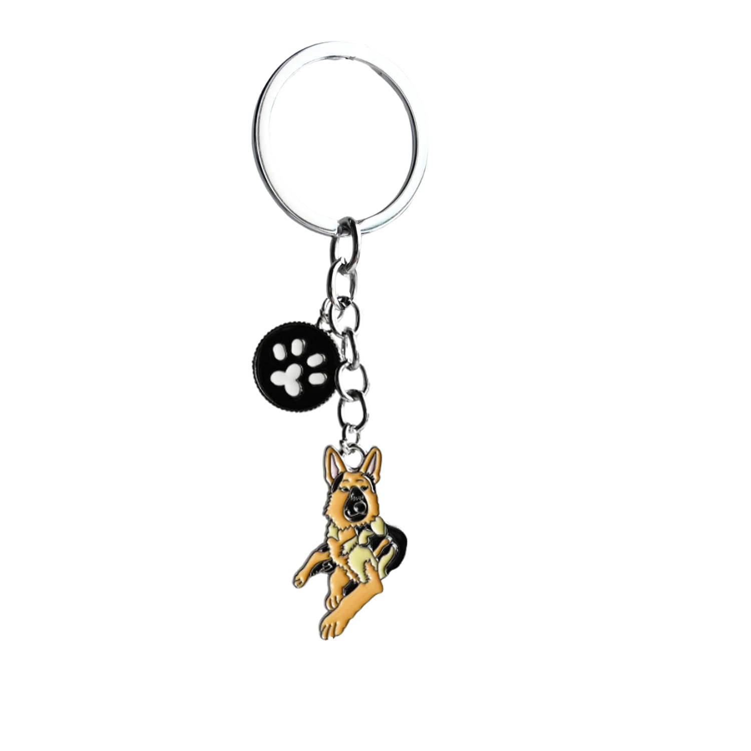 BT Bear Metal Dog Keychain Keyring Keyfob ID Tag - Cute German Shepherd Dog Charm