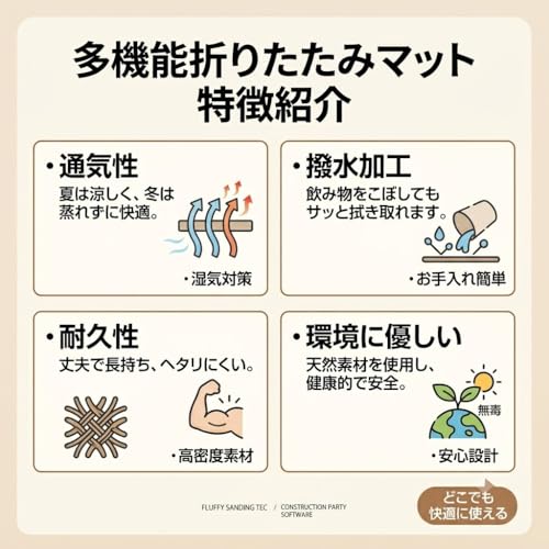 折りたたみ ココナッツマットレス 硬め 畳風 和風インテリア お昼寝・来客用・和室敷きマット (緑色) [並行輸入品] [2]