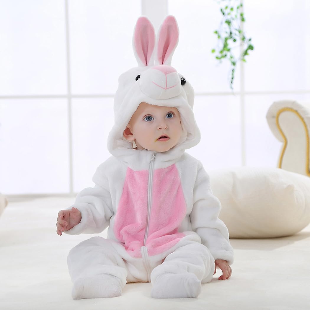 CuteOn Toddler Halloween Costume Onesie Cosplay Romper Christmas Infants Baby Costume White Bunny 12-18 Months - Image 3