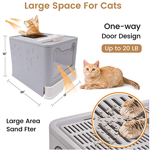Arenero Para Gato Plegable Grande Con Entrada Superior Gris miniatura 4