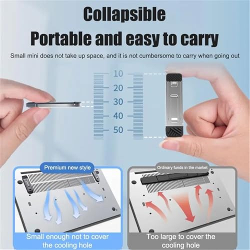Soporte para laptop mini elevador portátil refrigeración de aluminio base plegable mesa 6