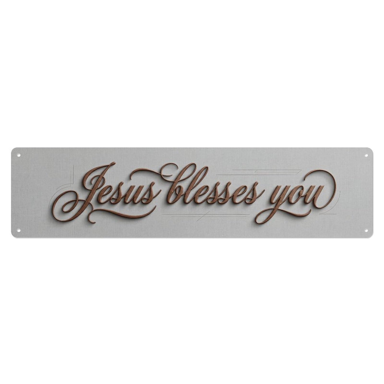 Jesus Blesses You Blessed Grace （1） Metal Tin Skinny Sign Plaque Wall Decor for Cafe, Club Bar, Office, Home Garden Metal Poster 4x16Inch