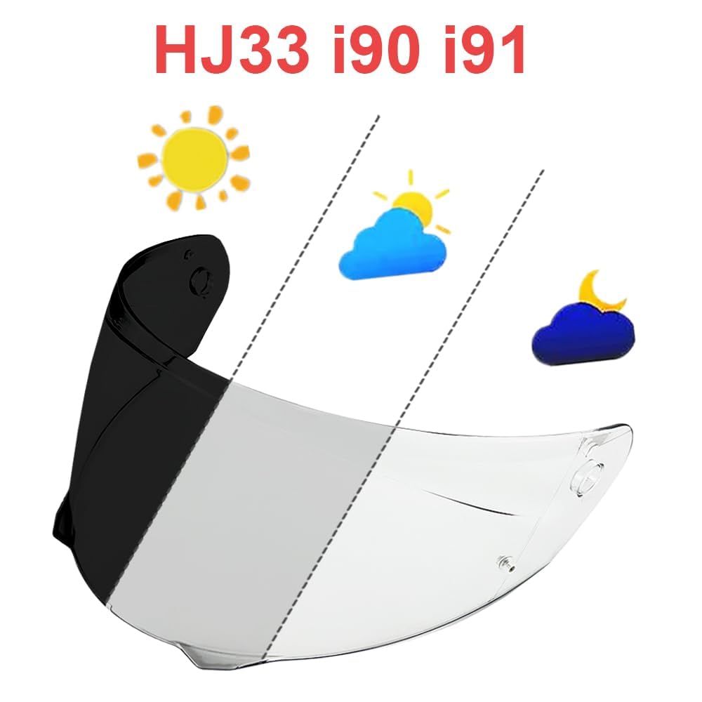 Helmvisier für HJC i90 / i91 HJ-33, Motorradhelm Visier mit UV Schutz, Beschlagfrei Wechselbares Ersatzvisier, Sicher Verriegelbares Schnellwechselvisier