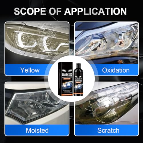 2pcs Headlight Restoration Kit, 2025 New Car Headlights Restoration Kit, Headlight Cleaner Polishing Paste, Repair with Scratch Removal, Headlight Polish Cleaner for Lights Long-Lasting Clarity