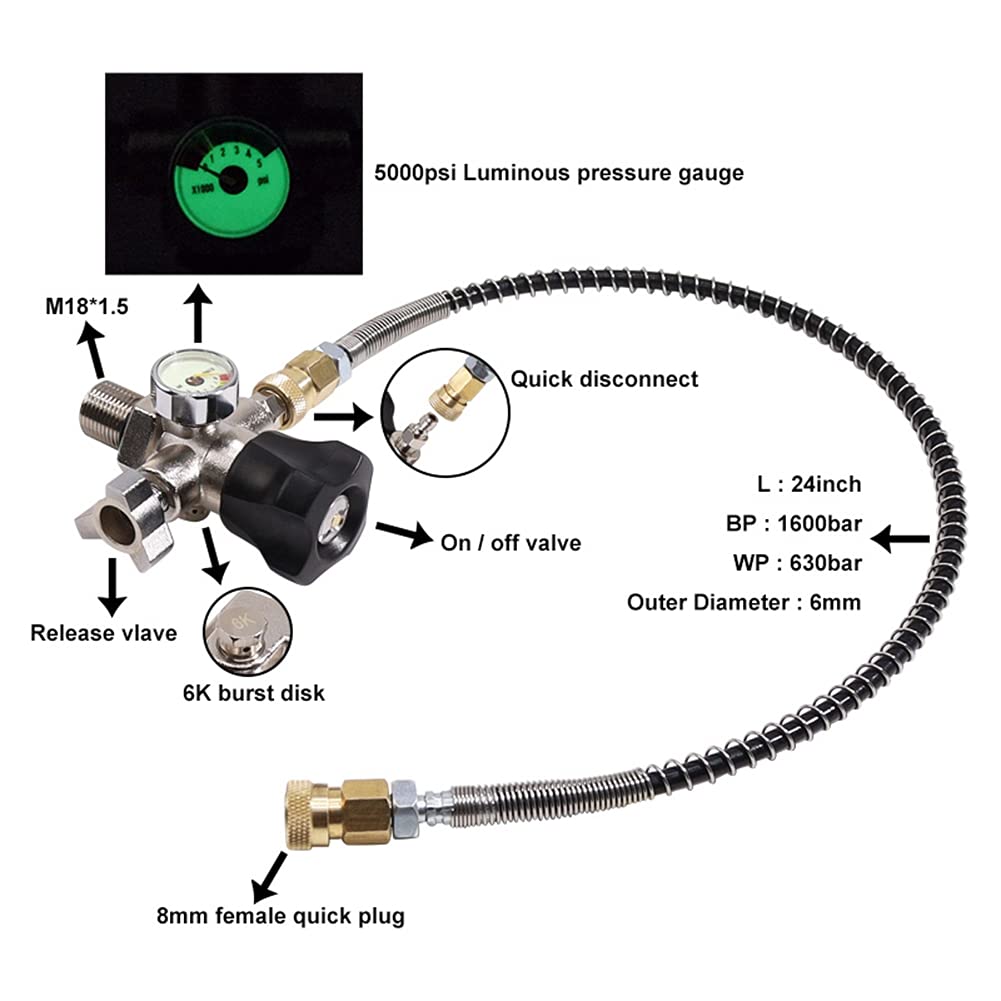 M18X1.5 filettatura 4500Psi SCBA valvola regolatore stazione di riempimento per serbatoio dell'aria PCP