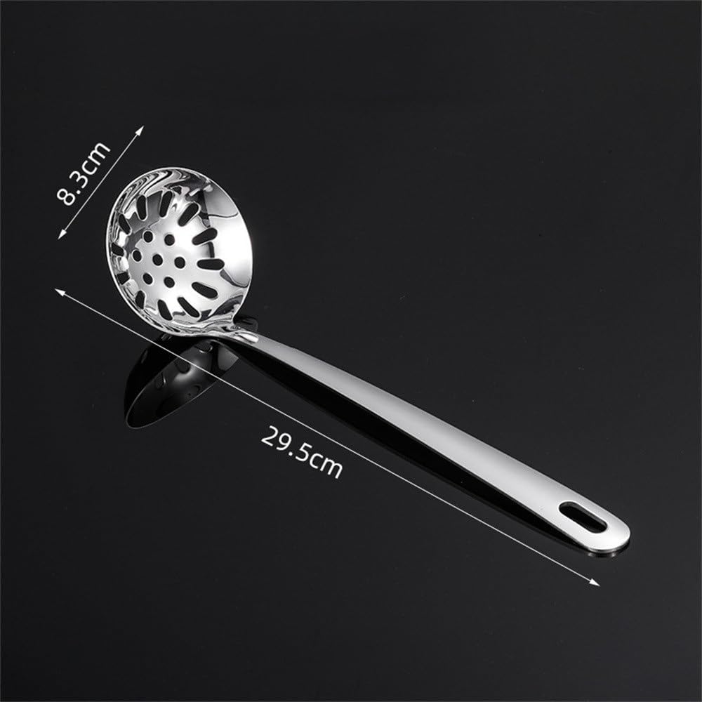 Suppenkellen und Schaumlöffel Löffel Hotpot Suppenkelle Trichter Küche Servierlöffel mit langem Griff(Silber M)