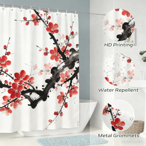 Rideau de douche style chinois étanche contre éclaboussures de bain - 7