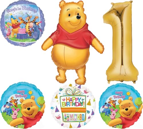 Winnie l'ourson 1er anniversaire Fournitures de fête en aluminium Bouquet Décorations