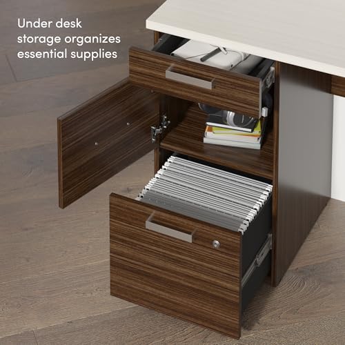Image of Bestar, Ridgeley Collection, 3-Piece Set Including a U-Shaped Desk with Hutch, a Lateral File Cabinet, and a Bookcase