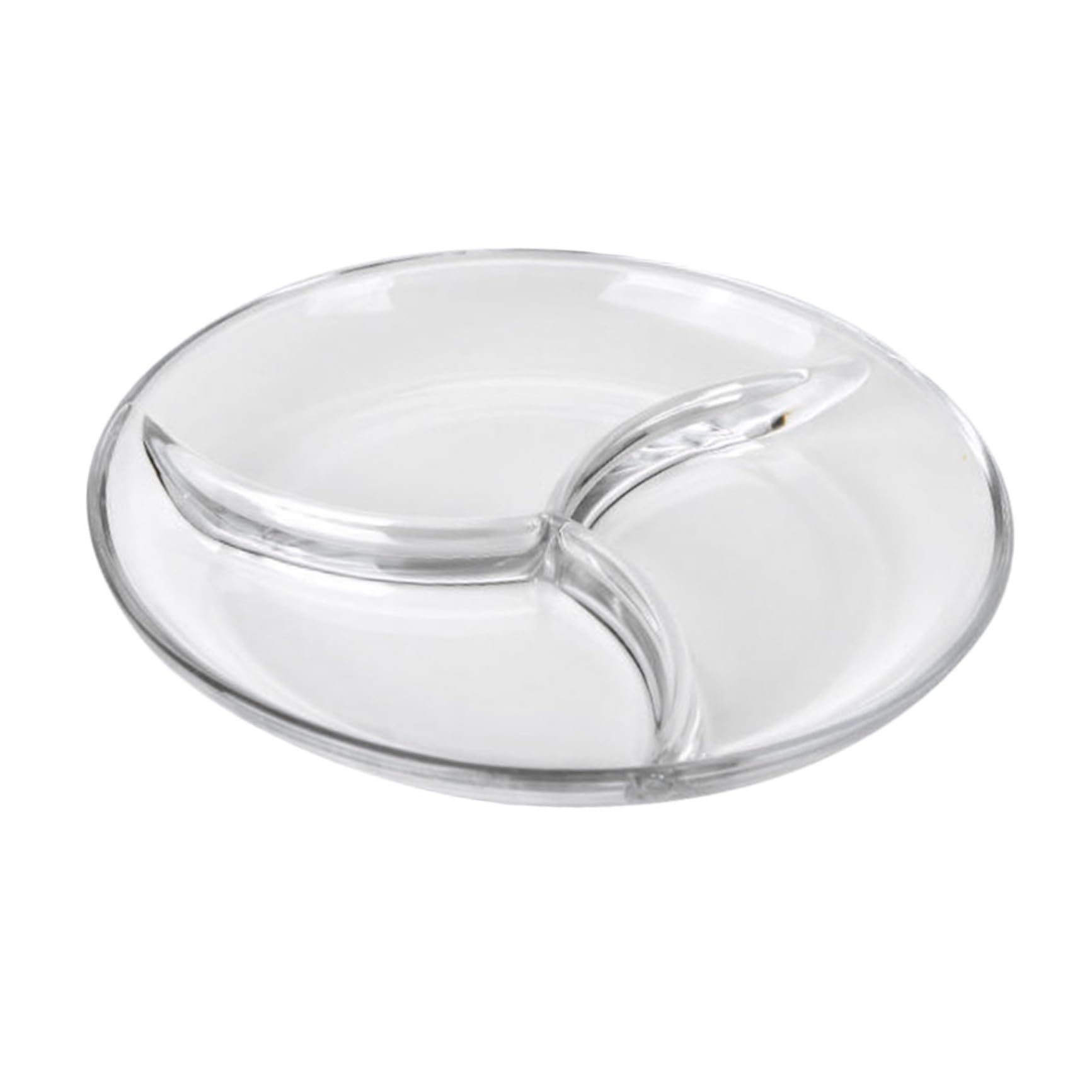 LABRIMP Assiette à 3 Compartiments en Verre Trempé, Plateau de Service Transparent, Qualité Alimentaire, Sûre, pour Restaurants et Cuisines Maison