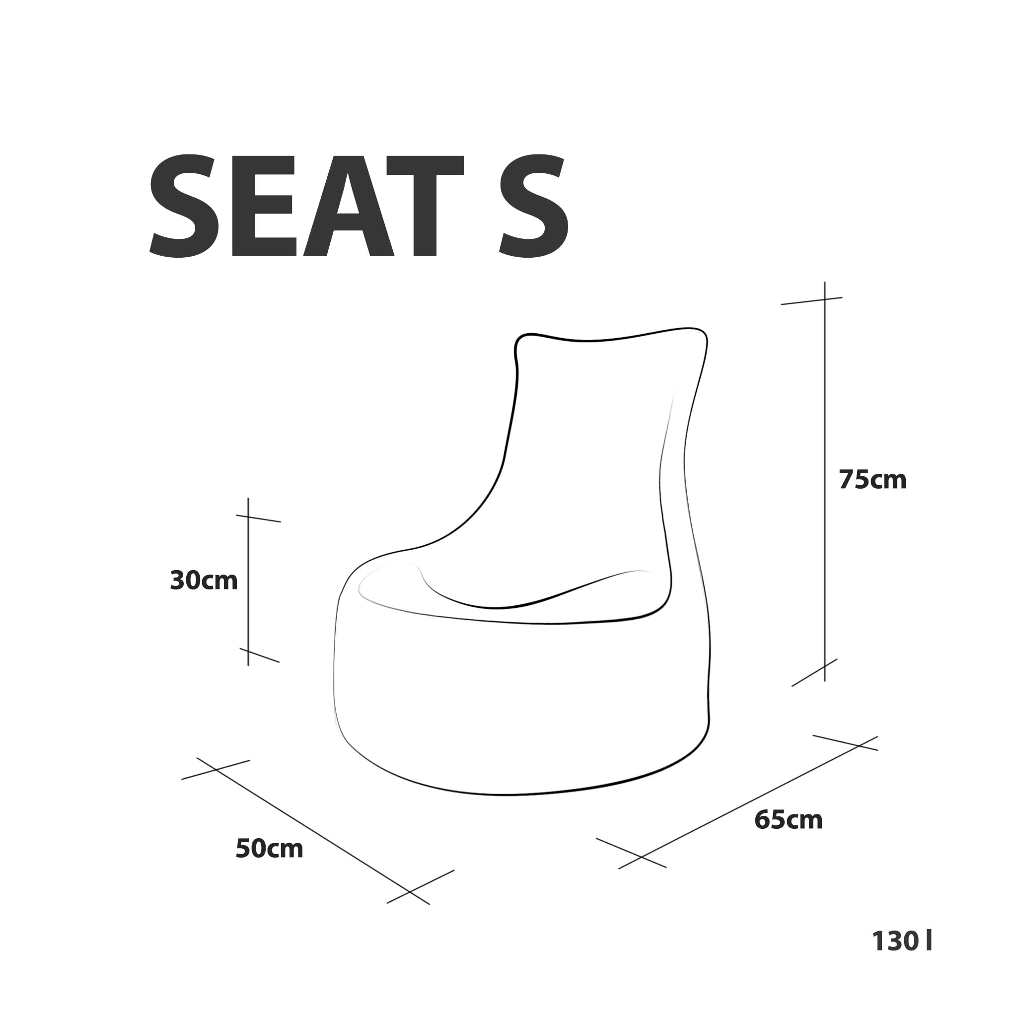 Ecopuf Seat S - Puf con respaldo alto - Dimensiones: 65 x 75 cm - Tejido de poliéster completo
