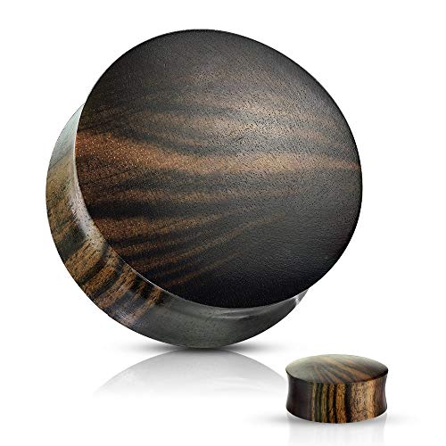 Pierced Owl Striped Ebony Wood Convex Saddle Plug Gauges, Sold as a Pair (19mm (3/4")) by Pierced Owl - Used condition - Image 2