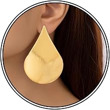Gold Statement Earrings for Women Trendy 14k Gold Plated Chunky Earrings Large Teardrop Earrings Geometric Dengle Drop Earrings Fashion Jewelry