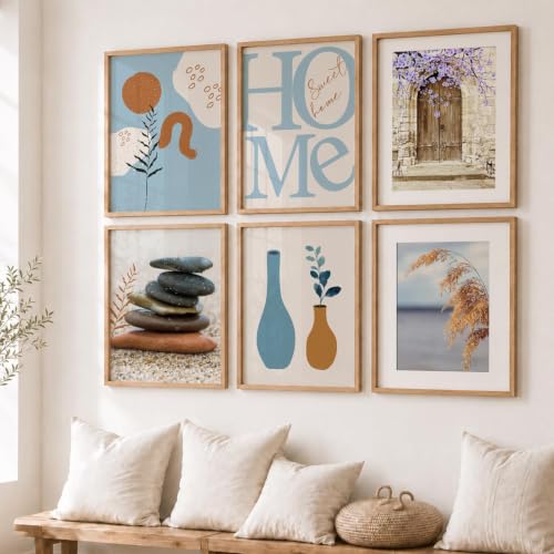 Image of kotart Boho Theme wall art for home decor, living room, bed room | Poster with frames wall hanging paintings | Boho digital wall art (13x17 inch, G) Pack of 6