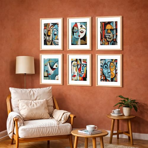 Image of NoWorries Piccaso art Wall paintings for living room Frames for Wall decor - Wall framed art prints posters (Pattern-Modern art) Set of 6 (10x13inches Multicolor) (ART-1)