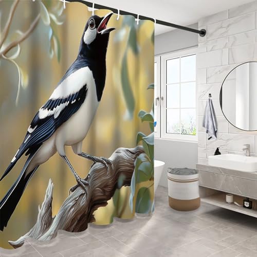 Rideau salle de bain 180x200 cm imperméable en polyester pie bavarde