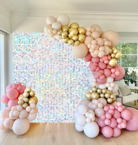 Image of Shimmer Wall Backdrop Rainbow Silver - 3ftx4ft Sequin Photo Backdrop Panels for Wedding Birthday Baby Shower Photo Booth Prom Party Decorations