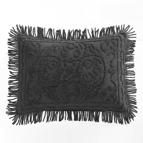 Image of Beatrice Home Fashions Medallion Standard Cotton Chenille Sham, Charcoal
