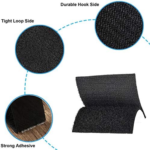 TEUVO 6 Pairs Sticky Pads, 11CM Wide and 15CM Long Hook and Loop Tape with Adhesive for Crafting DIY, Home and Office Applications of Fixing, Mounting and Hanging