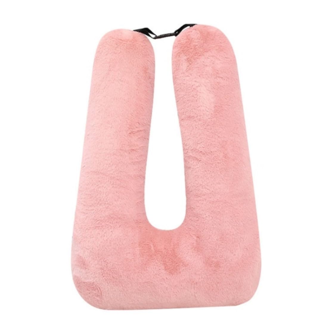 Nackenkissen Auto Nackenkissen Reise Plüsch-Reisekissen für den Rücksitz des Autos, U-förmiges Reise-Nackenkissen, Kissen für Flugzeug Travel Essentials(Pink)