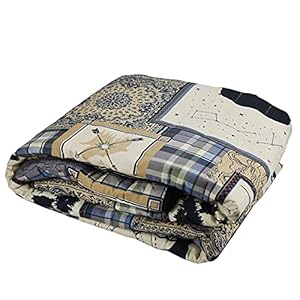 Donna Sharp Throw Blanket Forest Symbols Lodge Decorative Throw Blanket with Square Patchwork