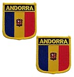 Aufnäher mit internationaler Andorra-Flagge, bestickt, taktische Moral-Applikation, zum Aufbügeln, Aufnähen, 2 Stück (Andorra)
