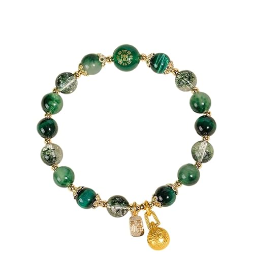 Five Elements Feng Shui Bracelet for Women – Crystal Beaded Energy Bracelet with Imperial Palace-Style Gold-Swallowing Beast, Good Luck, Wealth & Positive Energy (Wood)