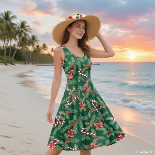 Image of Renewold Women's Sleeveless Tank Dress with Pockets, Casual Scoop Neck A-Line Sundress for Summer, Travel and Vacation