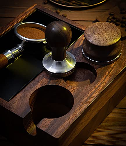 58Mm Espresso Knock Box And Tamping Station,Coffee Machine Accessories Wooden Tool Storage Boxs For Tamper,Distributor And Portafilter #TOP2