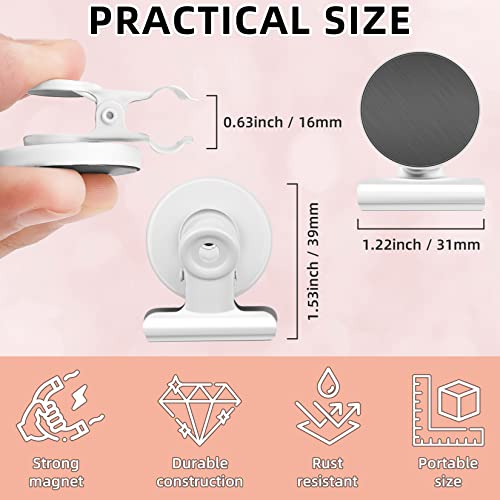 Grtard 6 Pack Magnetic Clips Heavy Duty, Magnet Clips for Fridge, Refrigerator Magnets, Strong Magnetic Clip,Scratch Free Magnets with Clip for Refrigerator, Whiteboard, Classroom, Locker(White)