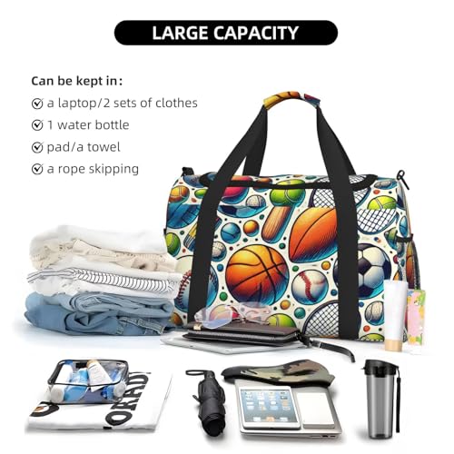 40l Gym Travel Duffel Bag Football Soccer Baseball Basketball Carry-On Workout Overnight Backpack3