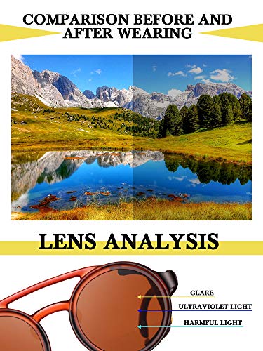 Weewooday 3 Pairs Retro Round Steampunk Sunglasses with Faux Leatherwear for Men Women (Vintage Color)4