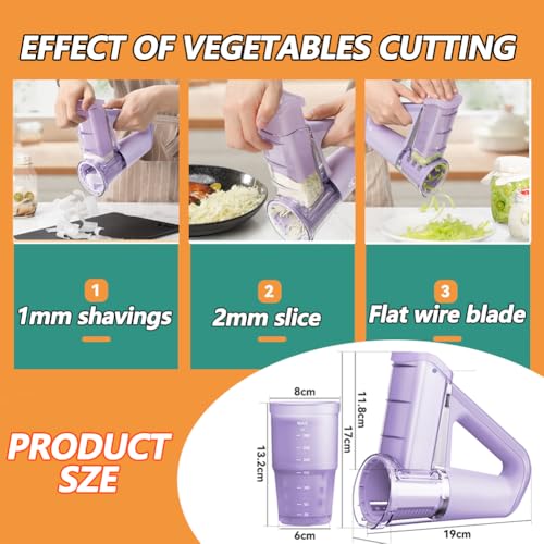HYQNG Handheld Electric Vegetable Cutter Vegetable Slicer, Cordless Vegetable Chopper with 3 Blades, Cucumber Potato Slicer for Kitchen, Electric Salad Maker for Onion, Cucumber, Carrot,Garlic - Image 2