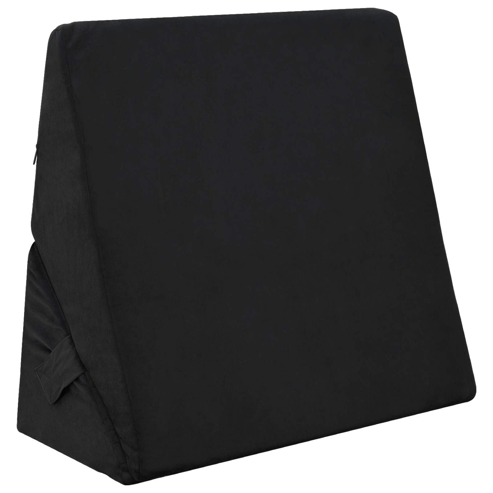 Cojín de esquina negro 55 x 55 x 26 cm de espuma viscoelástica funda de terciopelo y poliéster, diseño ergonómico para soporte de espalda y postura, ideal para cama o sofá, cuidado
