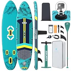 ZLX Tavola da SUP gonfiabile per adulti e ragazzi, 11'6 x 35 cm, super larga, con pinna brevettata, tavola antiscivolo, pompa a mano, borsa per il trasporto e pagaia regolabile, tutti i livelli di