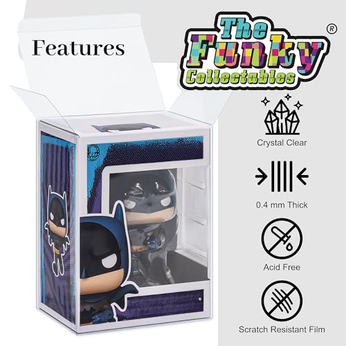 Funky Guard Pop Protectors - Crystal Clear Display Case For Collectable Vinyl Figures | Durable Stackable Protective Case | 4" | 0.4mm |10 Pack | The Funky Collectables