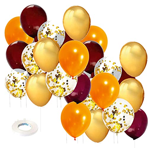 Fall Balloons/Maroon and Orange Balloons Fall Birthday Party Decorations Thanksgiving Decorations 20pcs Burgundy Orange Gold Confetti Balloon for Bridal Shower Decor