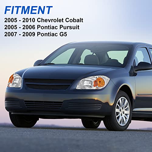 Alziria Headlight Assembly Compatible With 2005-2010 Chevrolet Cobalt/2005-2006 Pontiac Pursuit/2007-2009 Pontiac G5 #TOP4