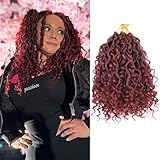 Burgundy Crochet Hair for Black Women 8 Inch Goddess Locs Crochet Hair with Curly Ends Short Faux Locs Crochet Braids River Locs Hair Extensions（8 Inch,99j）