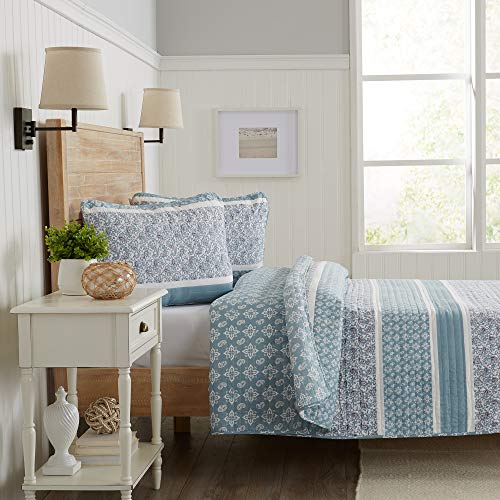 Great Bay Home Bedding Set, 3 Piece Reversible Blue Quilt Comforter With 2 Shams, Lightweight, All-Season, Cozy, Modern Bedspreads, Paisley Coverlet Sets, Kadi - Blue Collection, Full/Queen #TOP7