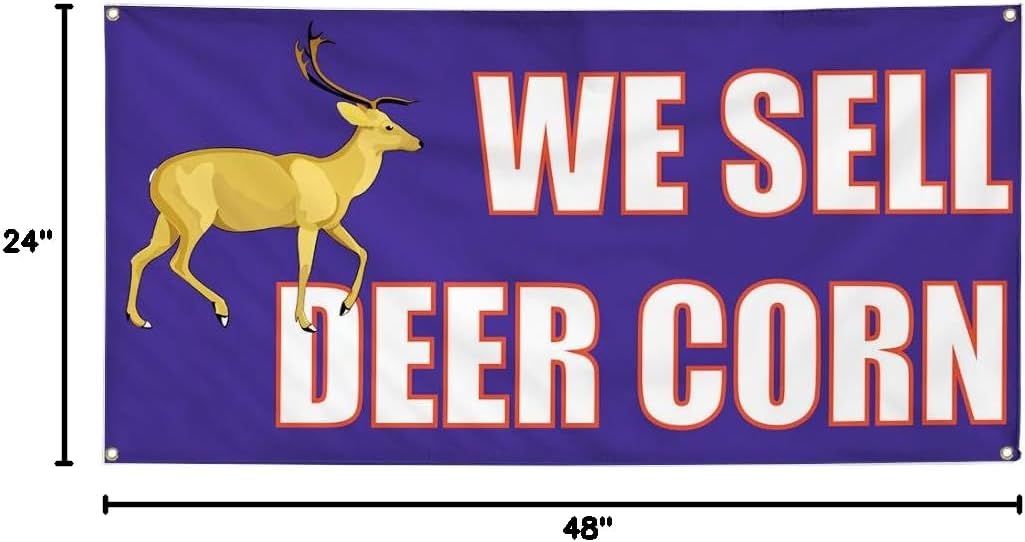Vinyl Banner Multiple Sizes We Sell Deer Corn Advertising Printing Retails Outdoor Weatherproof Industrial Yard Signs Purple 4 Grommets 24x48Inches