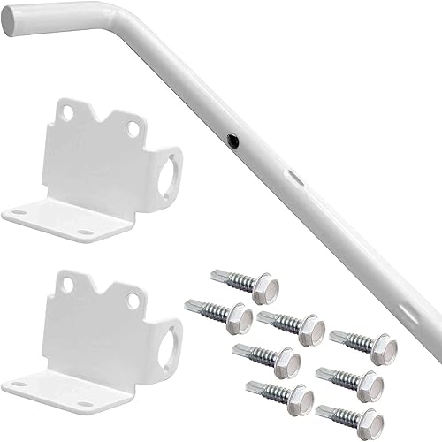 Miniatura 5 de Kit de herrajes para puerta de valla de vinilo color blanco (para vinilo, PVC, etc.). El kit de puerta de doble valla tiene 4 bisagras, 1 pestillo y