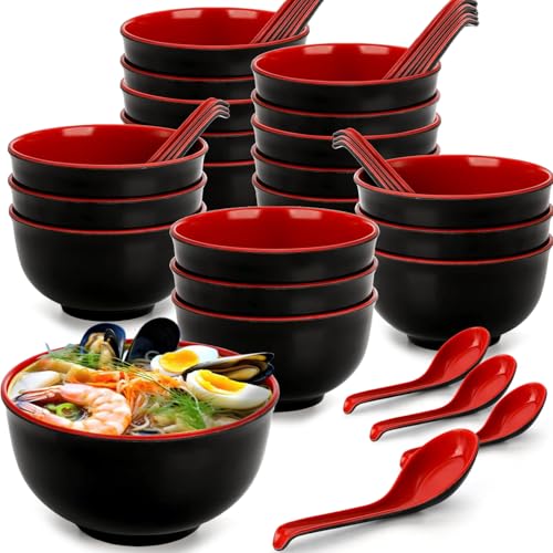 LOSYHU 20 Pack Miso Soup Bowls with Spoons, 16 Oz