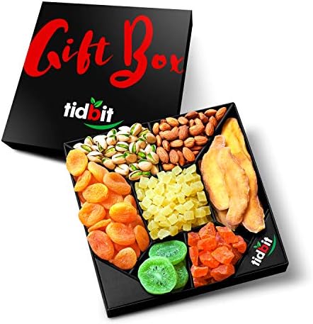 Fruit & Nut Gift Basket Platter, 1 Count - Food Gift Baskets for Adults (Women or Men), Birthday, Multicolor, Labor Day & Holiday Gift Baskets, 7 Piece Assortment