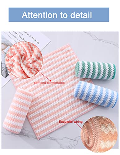 Acocpol 5Pack 10"X 10"Soft Microfiber Double-Sided Kitchen Towels Dish Cloth Multipurpose Reusable Scouring Pad Cleaning Rag Super Absorbent Tea Towels Sets No Odor Easy To Clean(Pink Blue) #TOP1