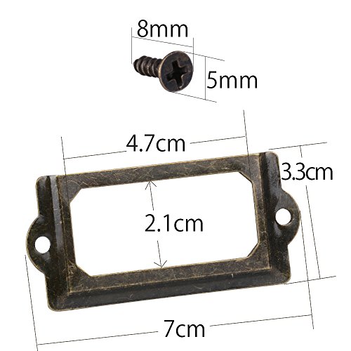 30 Stück Etikettenrahmen Label Rahmen Label Halter Etikettenhalter Schrankrahmen Kartenhalter Vintage Metall Bronze für Namensschilder Apothekerschrank Schublade Schrank oder Aktenschrank (70*33mm)