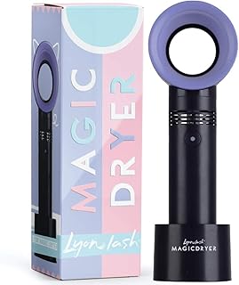 Lyon lash Portable USB Rechargeable Bladeless Mini Fan/Air Conditioning Blower/Handheld Cooling Dryer, Essential Eyelash Extension Supplies, Dries Eyelash Extensions Glue/Adhesive Rapidly (Black)