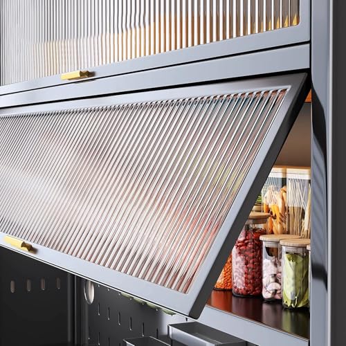 Armoires de rangement avec porte rabattable pour désencombrer votre support pour micro-ondes